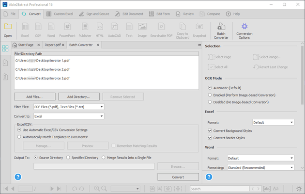 Batch PDF Conversion